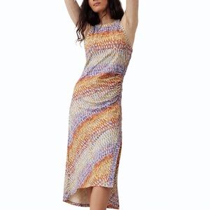 Anthro L Treasure Dress large colorful rainbow 0130 Anthropologie midi
